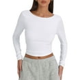 thumbnail image 2 of Blotona Women Long Sleeve Cropped T-shirt Casual Solid Color Backless Pullover Tops Streetwear Clubwear, 2 of 7