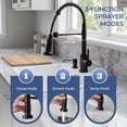 thumbnail image 5 of TVOFEK Matte Black Kitchen Faucet with Sprayer 3-Mode, Commercial Single Handle Stainless Steel Sink Faucets with Deck Plate for RV Bar Laundry Camper Farmhouse, 5 of 14