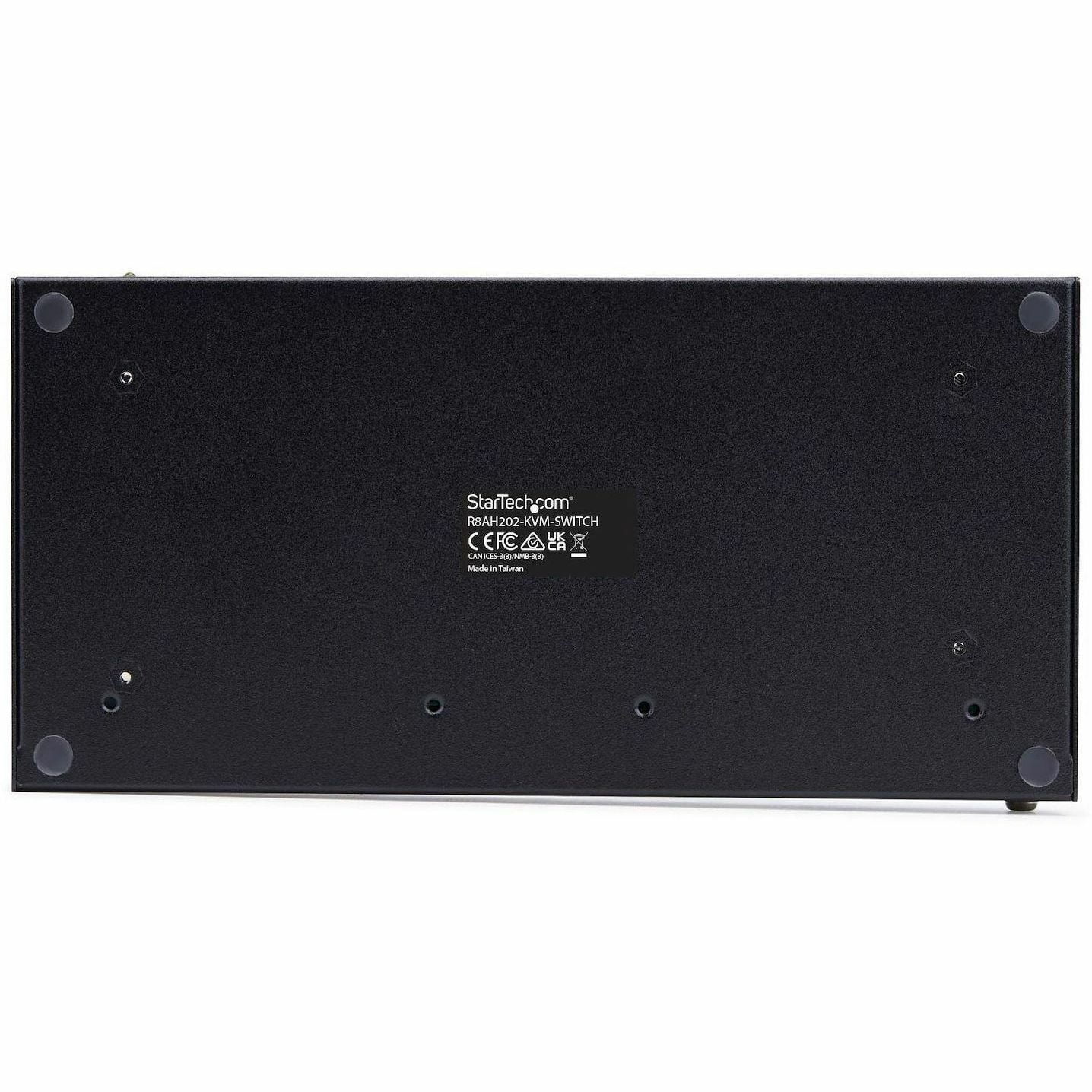 StarTech.com 8-Port HDMI KVM Switch with 1U Rack Mount Kit, 4K 60Hz HDMI 2.0, Push-Button & Hotkey Switching, TAA Compliant