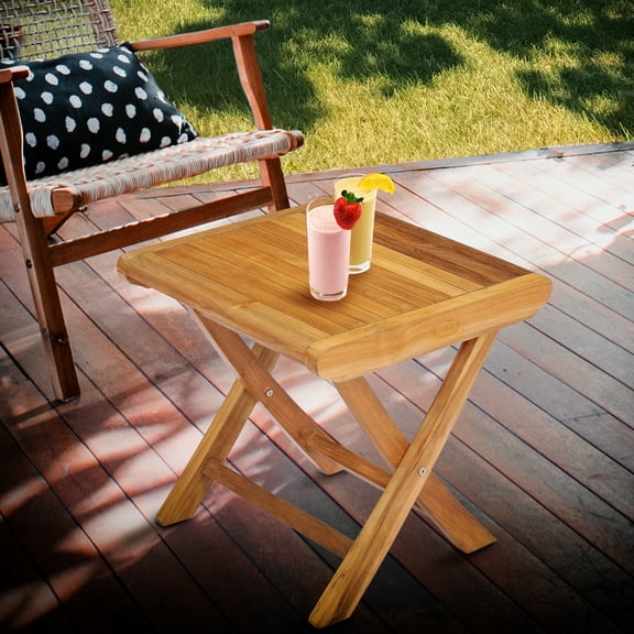 Teak Wood Miami Patio Side Table / Footstool