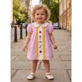 thumbnail image 4 of BemeyourBBs Toddler Baby Girl Back To School Dress Kindergarten Outfits Baby Girls First Day of School Outfit Apple Stationery Embroidered Plaid Ruffled Doll Collar Short Sleeve Summer Casual Dress, 4 of 8