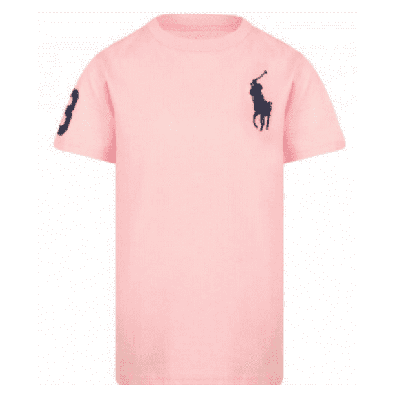 RALPH LAUREN Boys' Big Pony Cotton Tee - Little Kid -Pink,Size 5