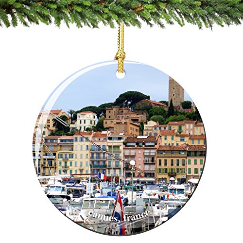 CitySouvenirs Cannes France Christmas Ornament Porcelain 2.75 Inch