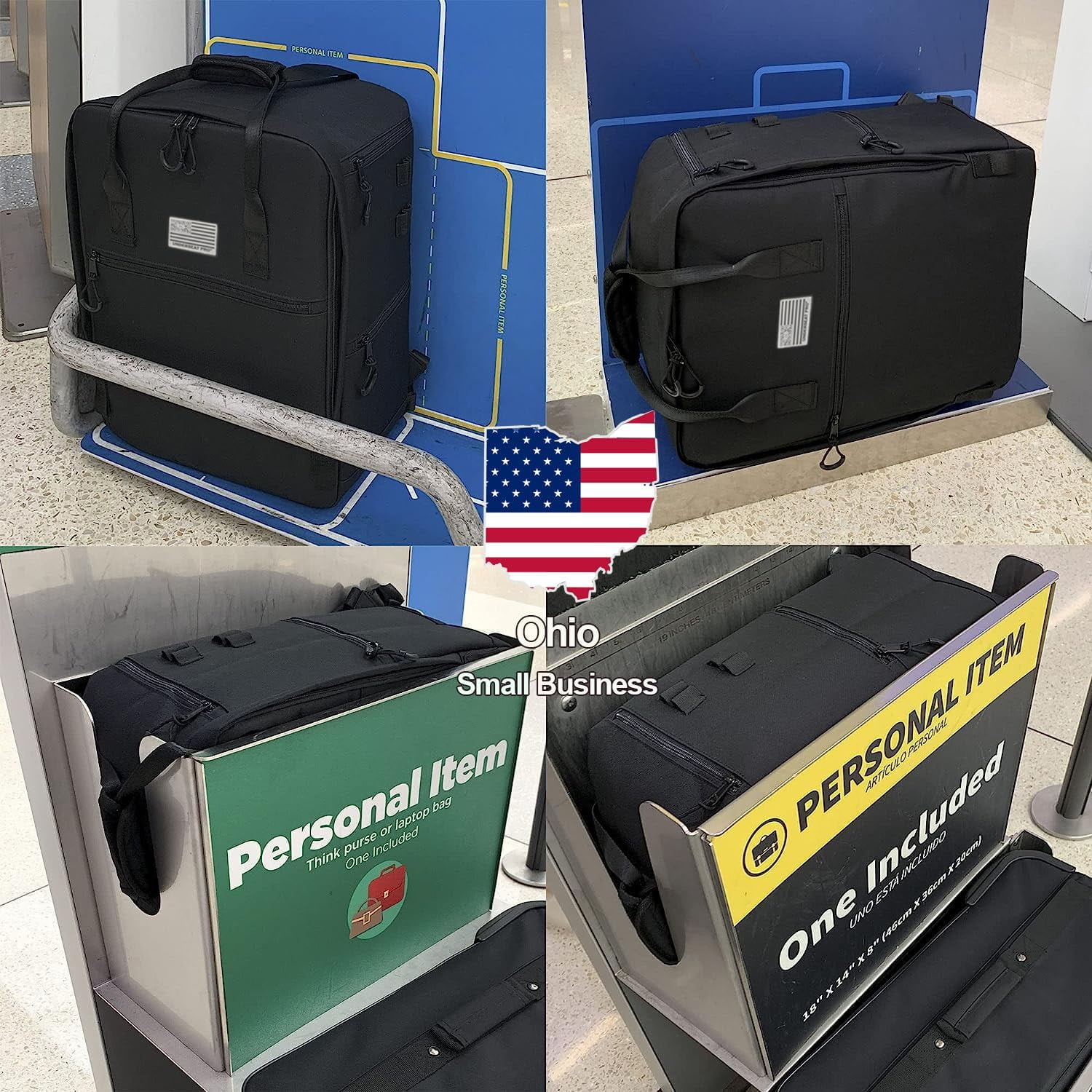 UNDERSEAT PRO Travel Backpack - Airline Personal Item Fits Spirit, Frontier, Allegiant & More (18x14x8 in, Black, Underseater)