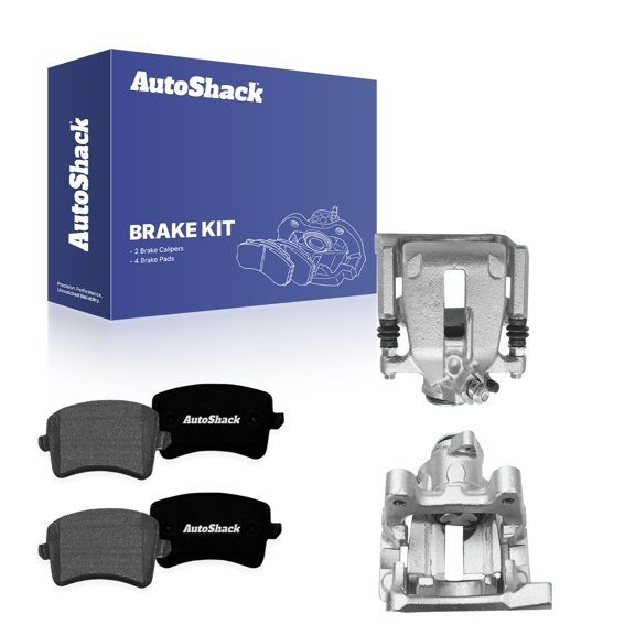 AutoShack Rear Brake Calipers   Premium Ceramic Brake Pads Replacement for 2009-2012 Audi Q5 2009-2012 Audi A4 Quattro 6-PC Kit