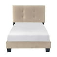 thumbnail image 3 of Pemberly Row Modern Wood Frame Velvet Twin Platform Bed in Light brown, 3 of 9