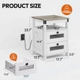 thumbnail image 6 of GALAXHERO Nightstand with Charging Station, Farmhouse End Table, Bed Side Table with 2 Storage Drawers and Open Shelf, Wood Rustic Nightstands for Bedroom, White and Greige, 6 of 7