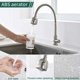 thumbnail image 4 of Grifo de cocina giratorio de 360° con manguera de resorte, mezclador de fregadero, salida de agua de doble función, grifo de agua fría individual, acero inoxidable cepillado, 4 of 5