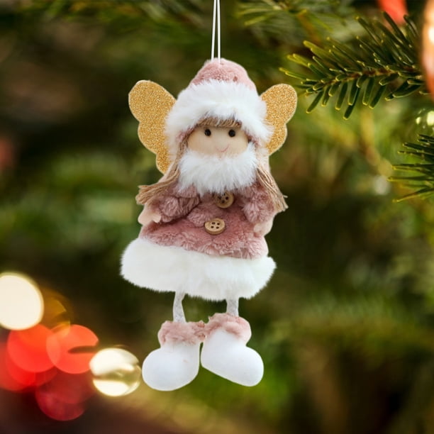 Muñeca de lana Adornos navideños Regalo de cumpleaños para el día del niño Colgante para árbol de Navidad Fiudx