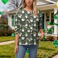 thumbnail image 4 of felwors St Patty's Day Shirt Women 2025 Casual Plus Size 3/4 Sleeve Irish Clover Shirts Funny Saint Patrick's Tunic Tops (Grey, L), 4 of 6