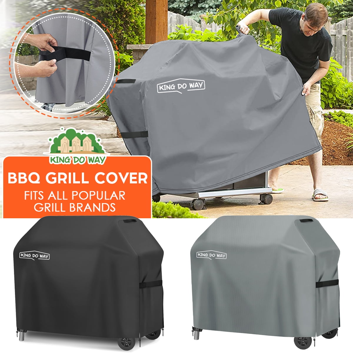 55" Waterproof BBQ Grill Cover for Weber Charbroil Nexgrill Brinkmann Dyna-Glo 