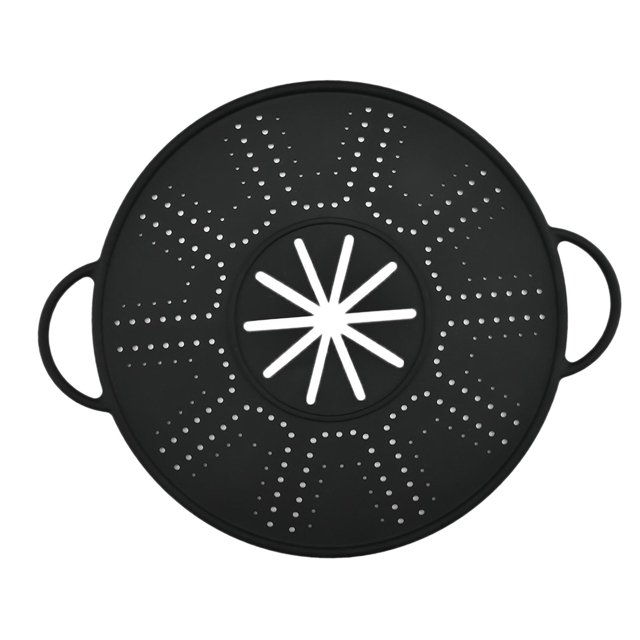 Tapa de silicona antiderrames, multifuncional, para cocinar y freír negro