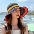 thumbnail image 4 of LinYooLi Women Straw Sun Hat Hand Woven Y2K Aesthetic Bucket Hat Striped Fishing Hat Beach Hat Foldable Cap Chic Summer Accessories, 4 of 7