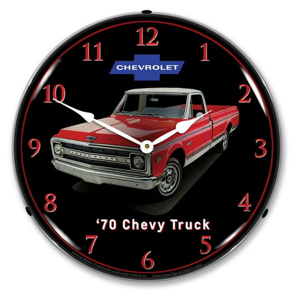 Collectable Sign and Clock 1970 Chevrolet Truck LED Lighted Premium Wall Clock