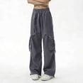 thumbnail image 4 of Hurxie Cargo Pants for Women with Pockets High Waist Lightweight Stretchy Hiking Casual Streetwear Baggy Wide Leg Pants Dark Gray,2XL, 4 of 6