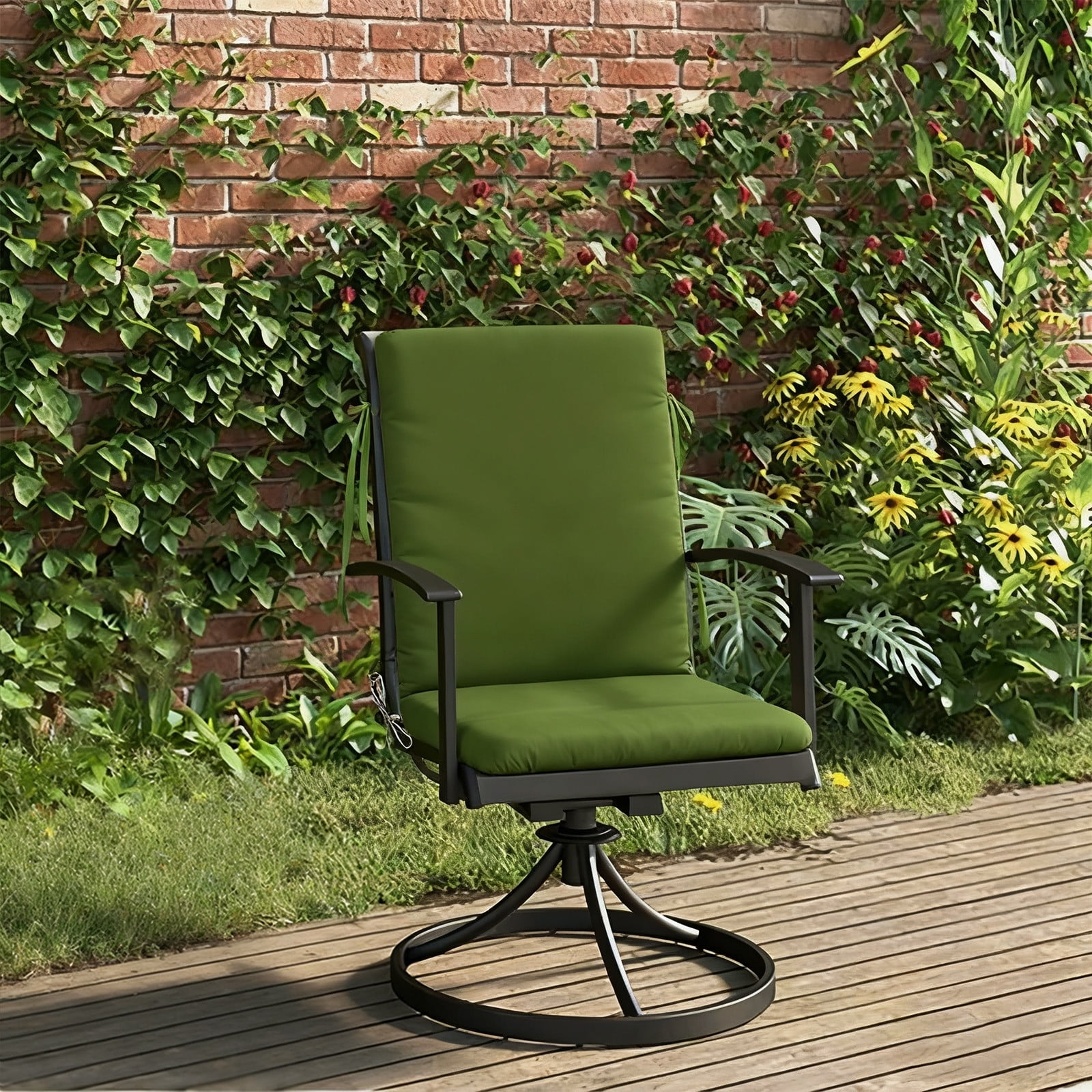 Outdoor Chair Cushion 18x19 in, Weatherproof Waterproof Patio Seat Cushion with Ties, Fade Resistant Outdoor Furniture Cushion for Dining Chairs, Rocking Chairs, and Deep Seats
