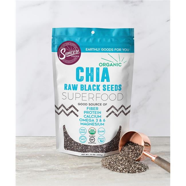 Suncore Foods 762 15 oz Organic Raw Black Chia Seeds 2 Pack Walmart
