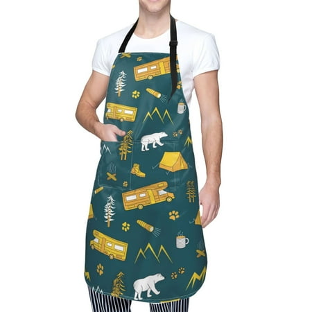 

Kdxio Camping Apron with Pockets Adjustable Kitchen Aprons for Men Women Waterproof Aprons for Cooking Drawing Crafting Baking Household Cleaning