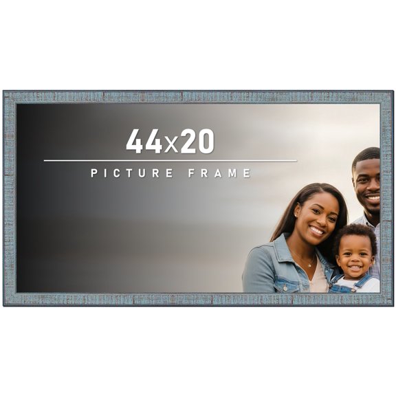 44x20 Frame Rustic Sky Blue Solid Wood Picture Frame | 0.75 Inch Moulding Width |Includes UV