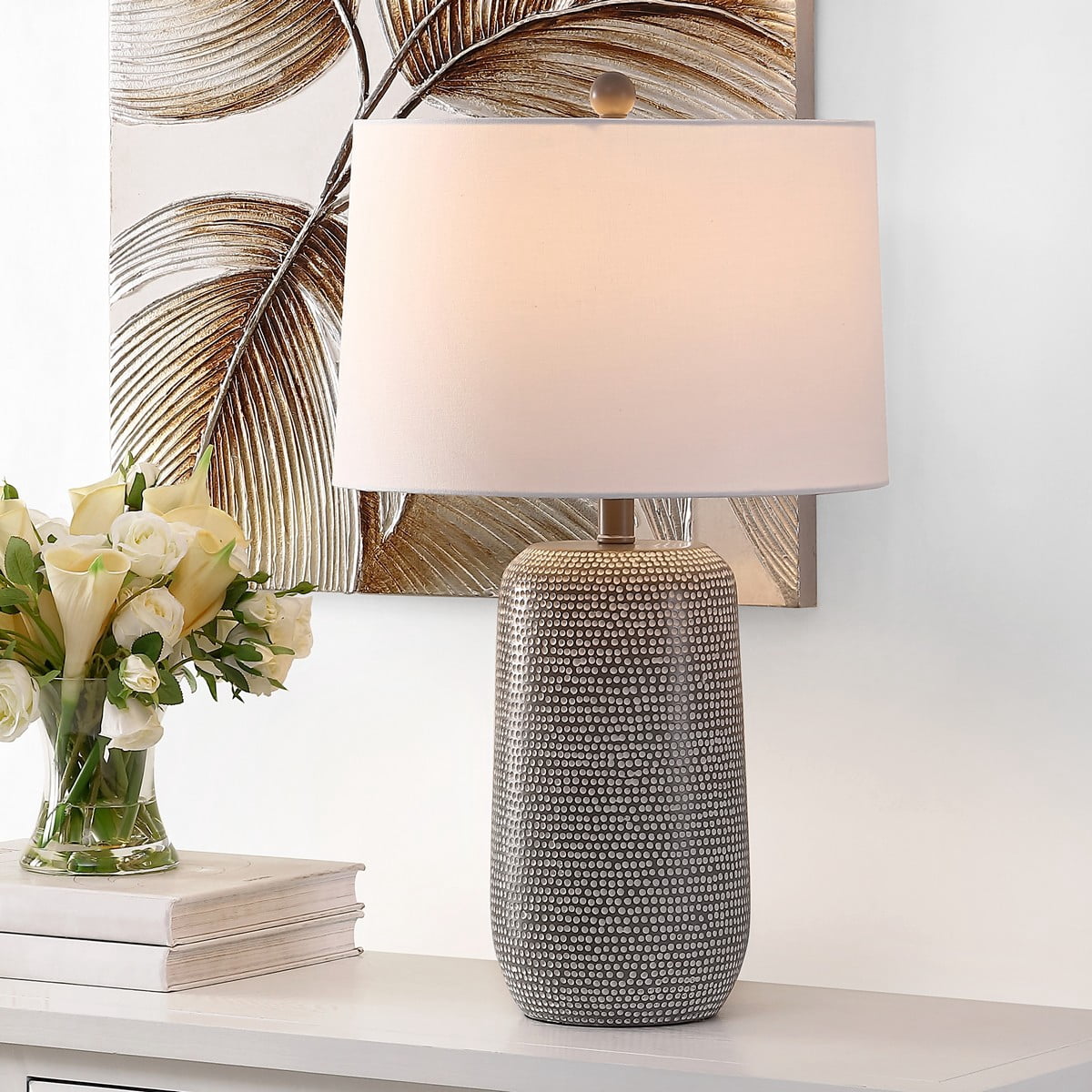 SAFAVIEH Celvin 26 in. Classic Contemporary Table Lamp, Grey/White