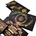 thumbnail image 3 of 15 Uds. De tarjetas de cumpleaños con estampado dorado y fondo negro, Streamer Meteor Garden Party, regalo, decoración, tarjeta de felicitación, 3 of 5