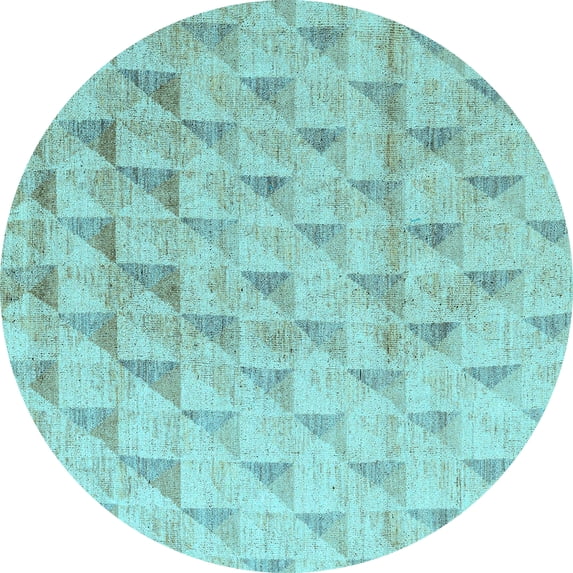 Ahgly Company Indoor Round Solid Light Blue Modern Area Rugs, 6' Round