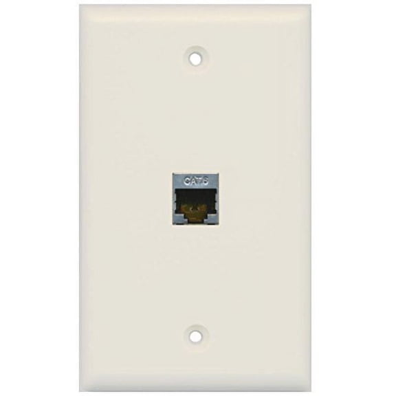 RiteAV - 1 Port Cat6 Shielded Female-Female Wall Plate - Light Almond