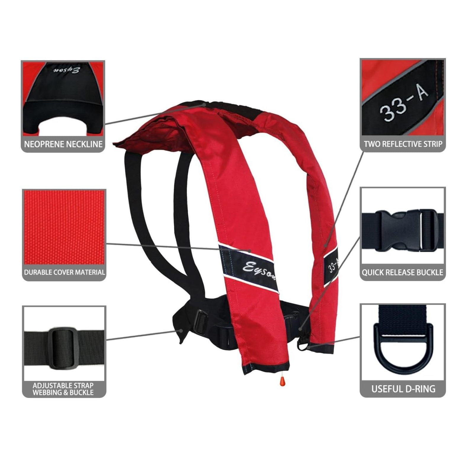 Inflatable Life Life Vest Basic Automatic/Manual (639 Red Auto)