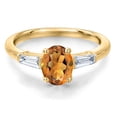 thumbnail image 3 of Gem Stone King 10K Yellow Gold Orange Red Madeira Citrine and Lab Grown Diamond Engagement Ring for Women | 1.40 Cttw | Oval 8X6MM | Gemstone November Birthstone | Size 8, 3 of 6