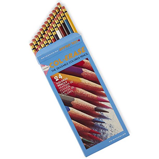 ColErase Pencil W/eraser, 24 Assorted Colors/set
