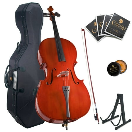 - Cecilio Full Size 4/4 CCO-100 Student Cello with Hard & Soft Case, Stand, Extra Set Strings, Bow, Rosin, Bridge & 1 Year Warranty