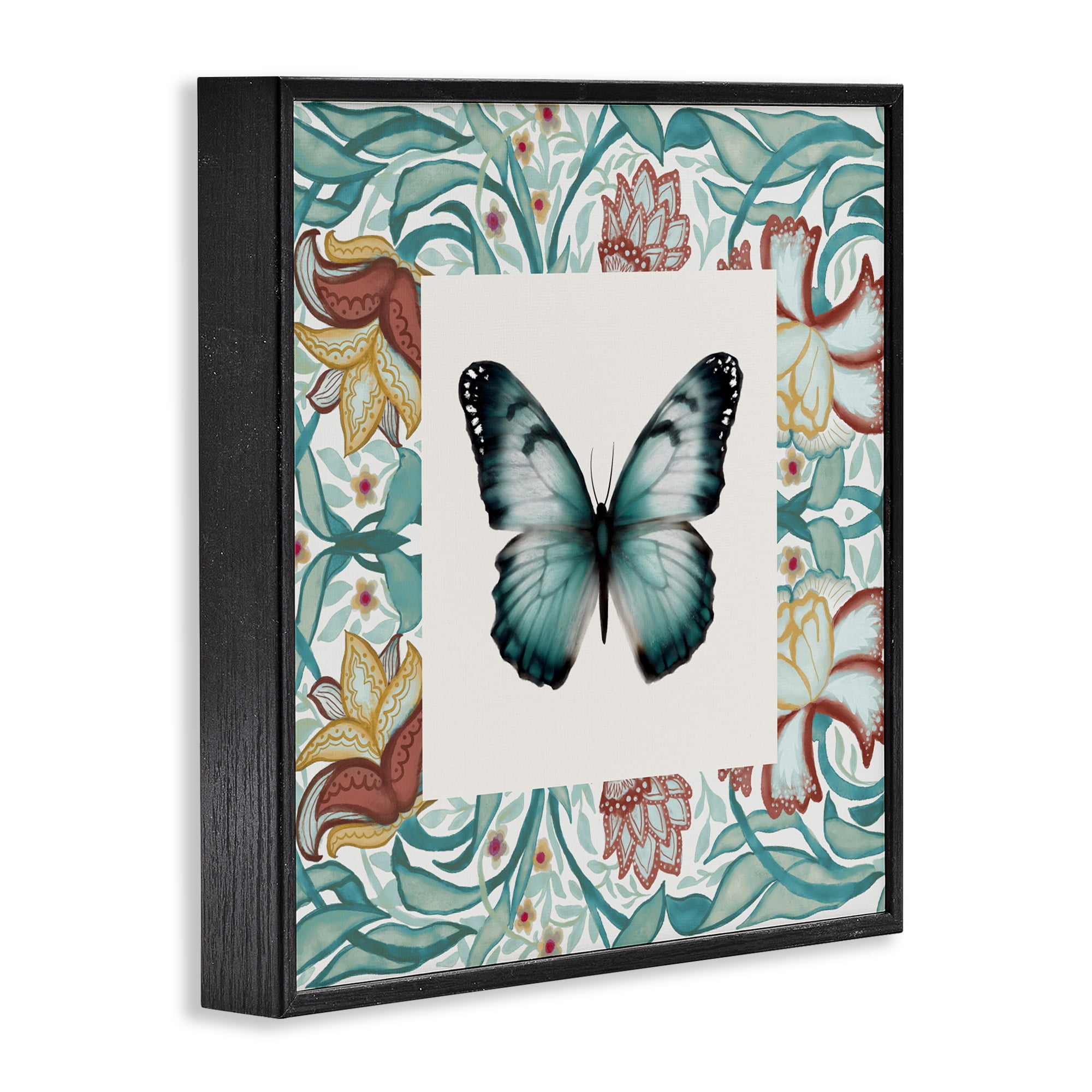 Stupell Industries Blue Toned Baroque Butterfly Black Framed Giclee Art, design by Elizabeth Medley
