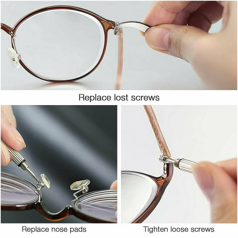 Magnetic Eyeglass Repair Kit, Glasses Repair Kit with Eyeglass Screws  Include Nose Pads, Precision Screwdriver Tool Set and Tweezers for  Eyeglasses