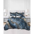 thumbnail image 3 of Navy Blue Marble King Size Down Alternative Comforter, Lightweight Comforter Quilt Bedding Set with Pillow Shams Modern Art Contemporary Yellow All Seasons Bed Comforter Duvet Insert 96"x106", 3 of 7