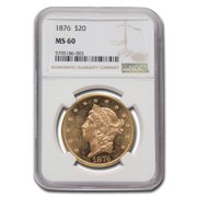 1876 $20 Liberty Gold Double Eagle MS-60 NGC