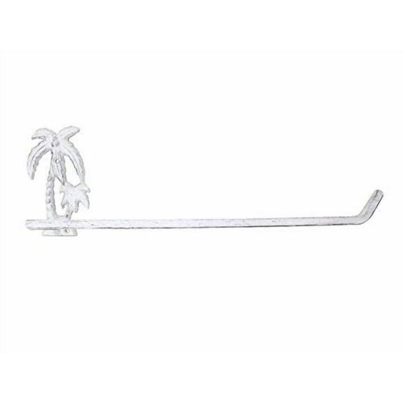 Whitewashed Cast Iron Palm Tree Wall Mounted Paper Towel Holder 17" - Vintage C