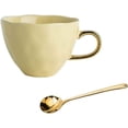 thumbnail image 1 of 12.5Oz Ceramic Mug for Office and Home with Gold Spoon Coffee Cup, Yellow, 1 of 5