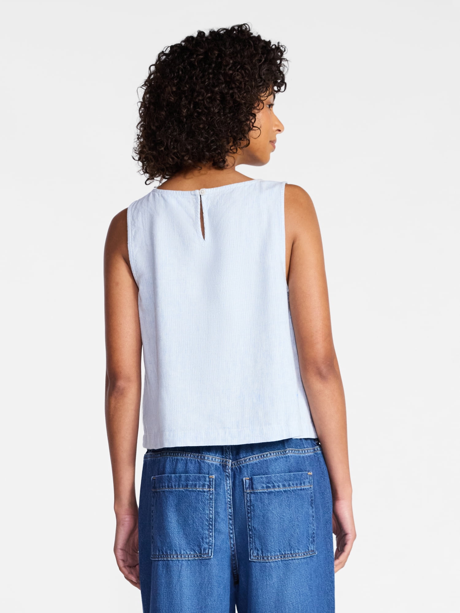 Time and Tru Women’s Linen Blend Sleeveless Top, Sizes XS-XXXL