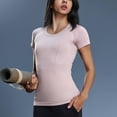 thumbnail image 4 of Womens Tops Short Sleeved Round Neck Sports T-shirt Running Fitness Yoga Top Pink L, 4 of 9