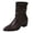 Brown, variant on Women's Mid Calf Boots Leather Pointed Toe Ruched Low Block Heels Comfortable Boho Retro Casual Party Winter Dressy Shoes Brown Size 7