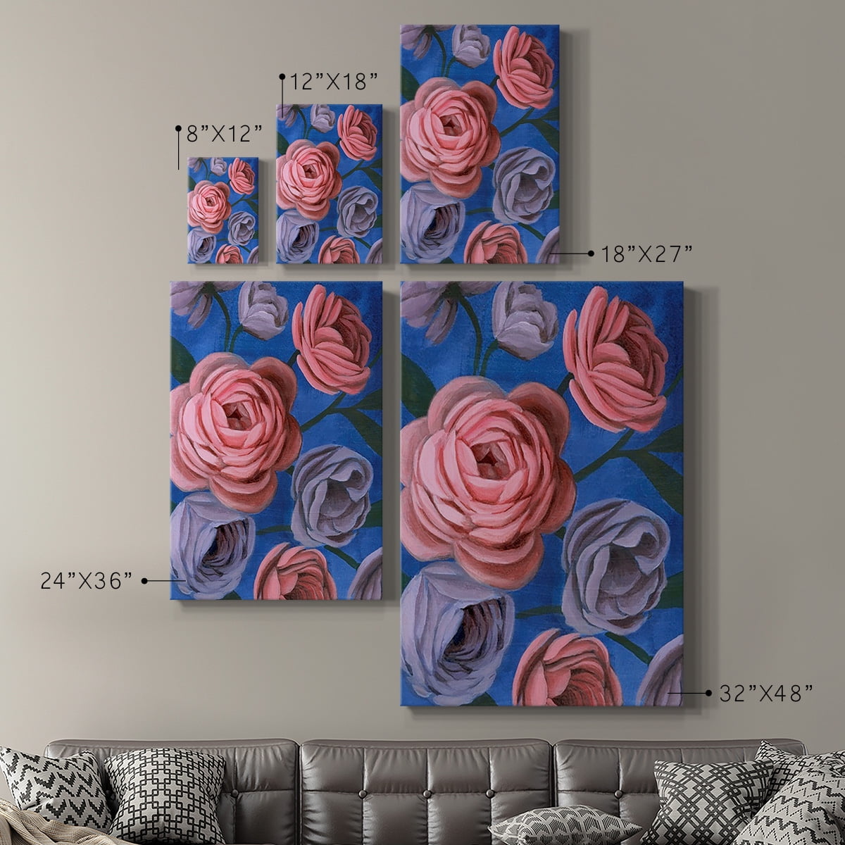 Layered Petals II Premium Gallery Wrapped Canvas - Ready to Hang