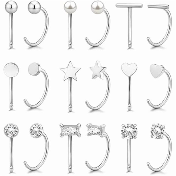 Chenchen 9 Pairs 14K Gold Stay Close Hoop Huggie Half Hoop Earrings Cartilage Helix Open Hugging for Women | Hypoallergenic 316L Stainless Steel Jewelry Set Trending Women's Day Gifts