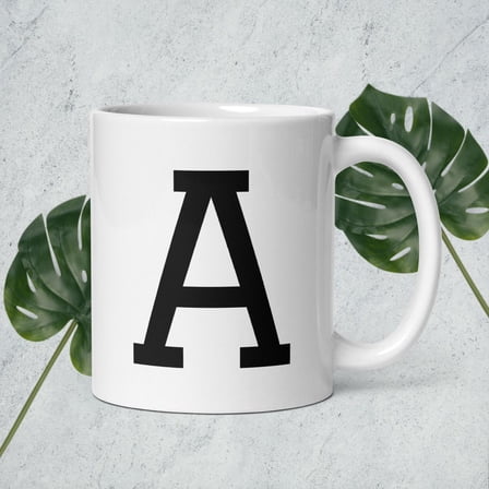 PerS1onalized Monogram Letter A Mug, White Gsy Gift Mug