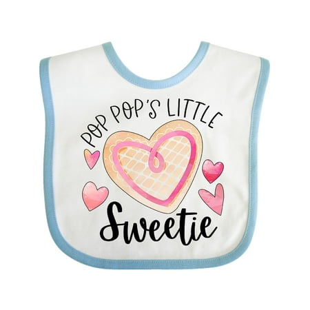 

Inktastic Pop Pop s Little Sweetie with Pink Heart Cookie Gift Baby Boy or Baby Girl Bib