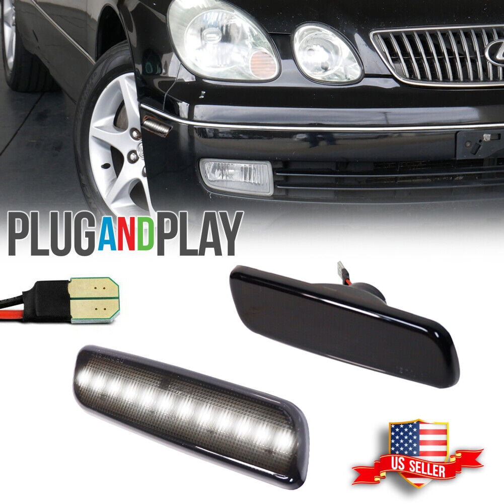 Side Marker 2XフィットレクサスIS300 2000年から2005年CANバスLEDサイドマーカーバンパーライトランプアンバー 2x Fit Lexus IS300 2000