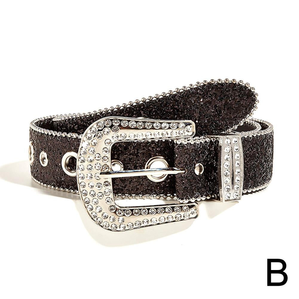 【SPERONE】24SS★ Semi Western Line Belt Women's Sparkling Rhinestone Belt - Walmart.com