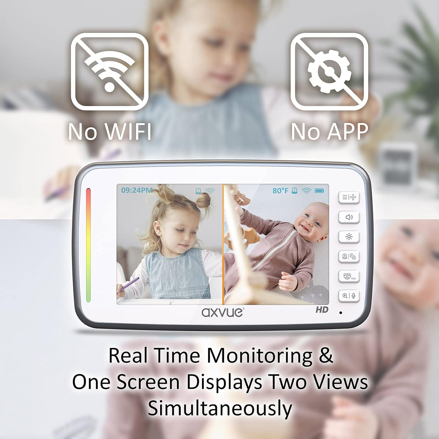 Axvue A1HD Video Baby Monitor 720P Full HD 5.0" IPS Screen + 2 Camera™