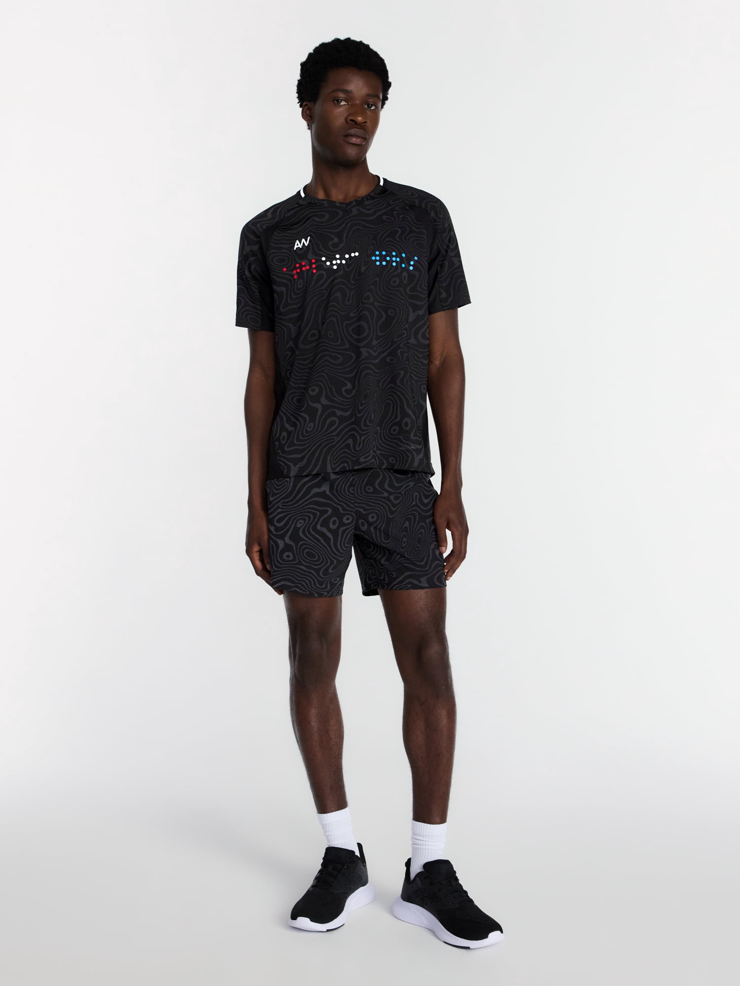 Athletic Works Men's Reflective Print Soccer Style Performance Shirt, Sizes XS-3XL