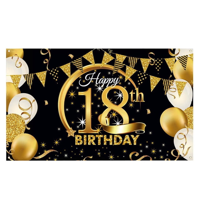 pitrice Birthday Party Banner Home Birthday Theme Backdrop Background Wall Decoration, 18 Years Old