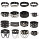 thumbnail image 2 of Pulsera de cuero sintético con tachuelas de Metal, brazalete ancho con remaches, Calavera, estrella, corazón, Punk, gótico, Rock, 3 filas, 2022, 2 of 4